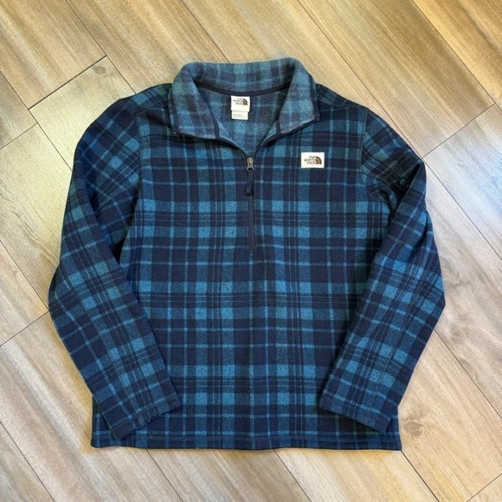 The North Face Mens Plaid Fleece 1/4 Zip Pullover Jacket Size L‎